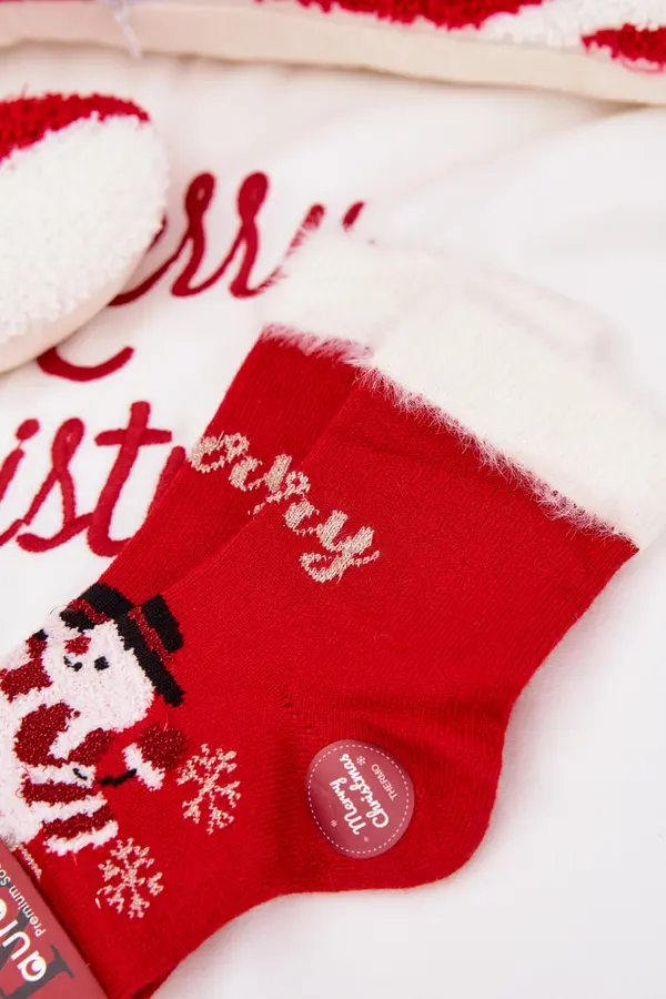 Aura.via Детски коледни чорапи с козина и снежен човек