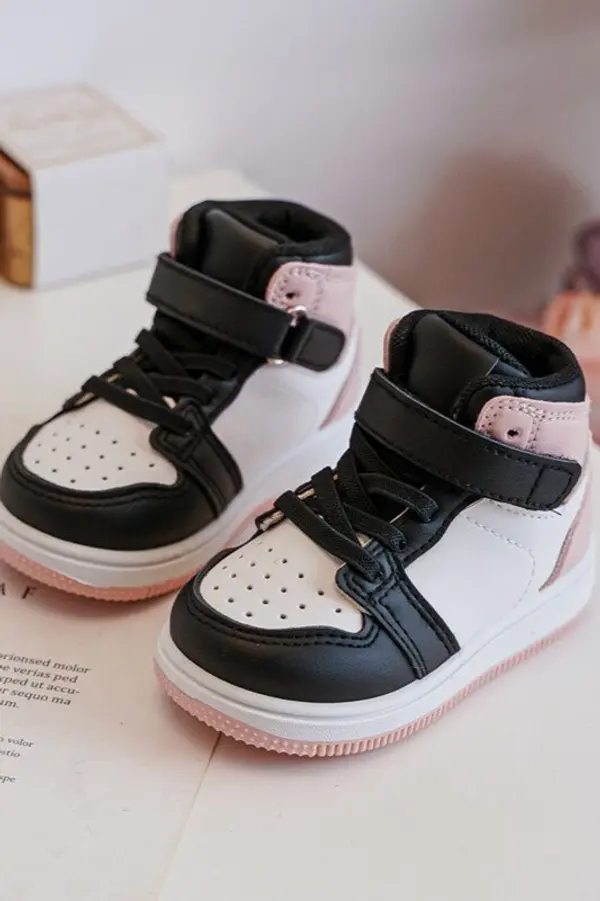 Boto Детски високи маратонки в бяло и розово