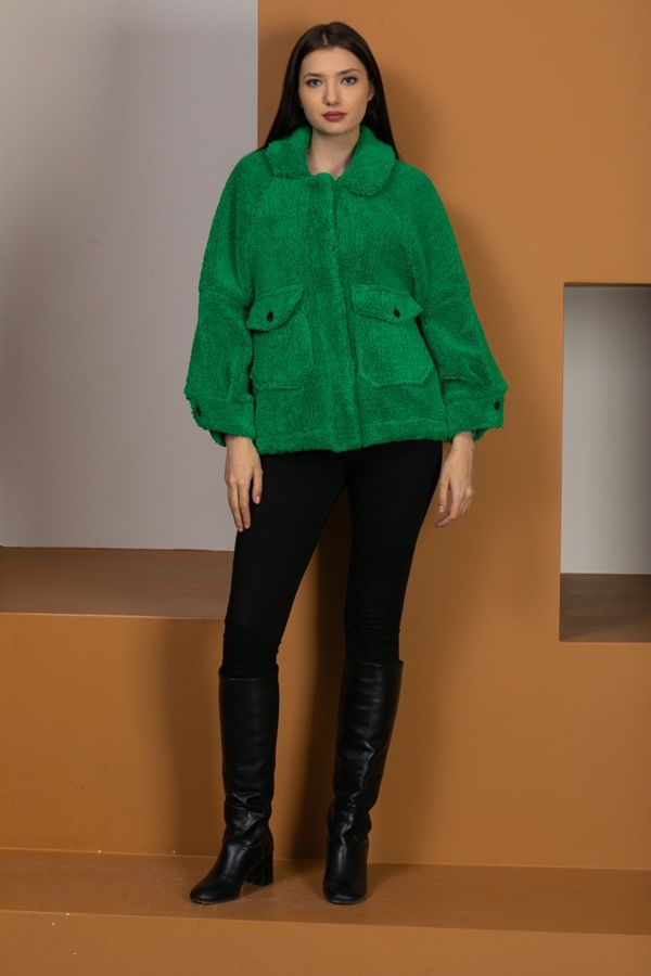 Dilvin Дилвин 6821 Плюшено палто-зелено