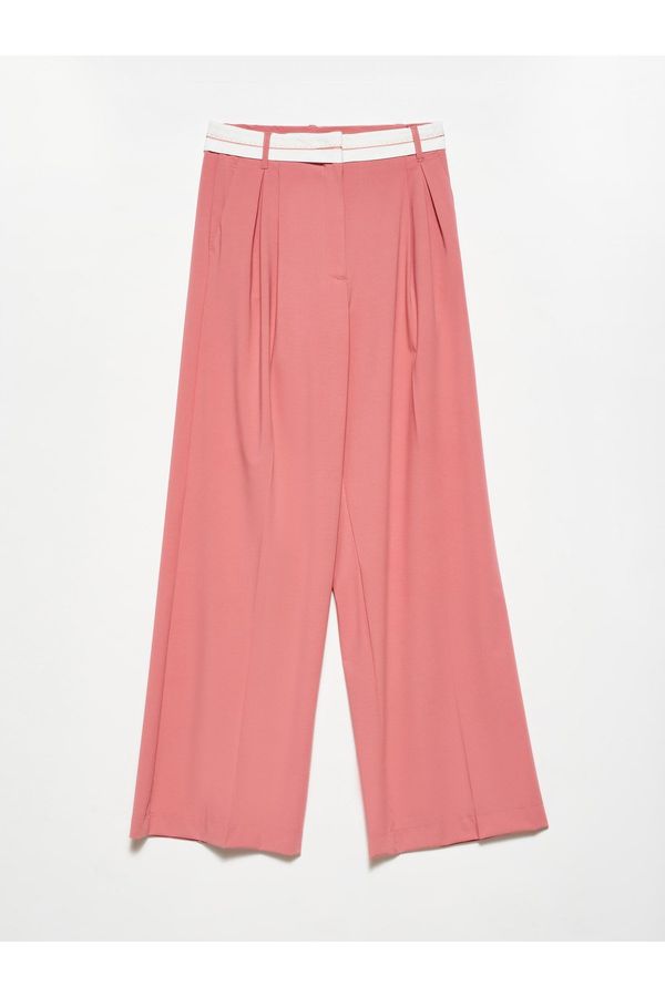 Dilvin Dilvin 71146 Извит втален свободен панталон-тъмен прах