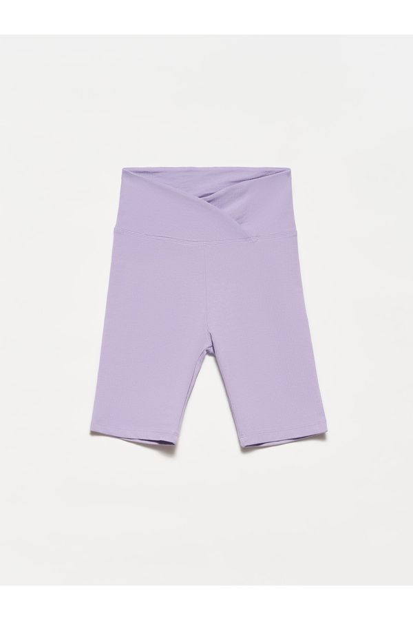 Dilvin Dilvin 7936 Belt Detailed Short Leggings-lilac