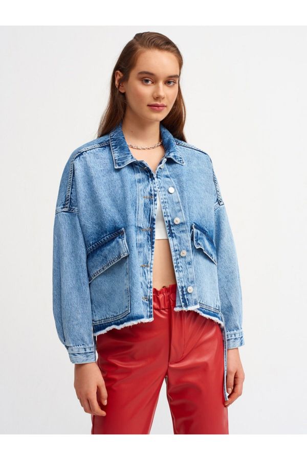 Dilvin Dilvin Дамско морско синьо широко палто с предни джобове 6438