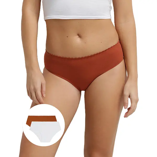 DIM DIM BODY TOUCH MIDI BRIEF 2x - Women's Socks 2 pcs - brick - white