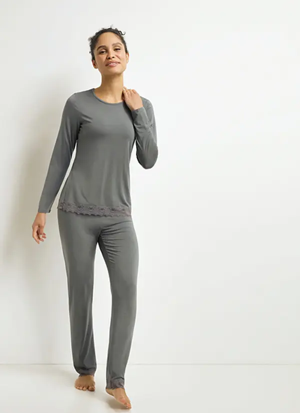 DIM DIM MODAL PYJAMAS SET - Women's Modal Pajamas - Grey