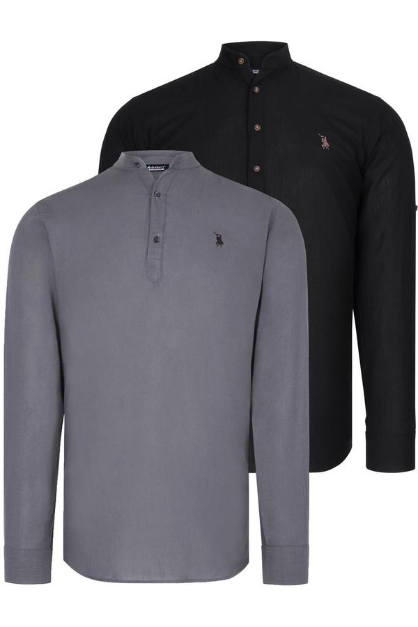 dewberry DOUBLE SET G783 DEWBERRY JUDGE COLLAR SHIRT-BLACK-ANTHRACITE