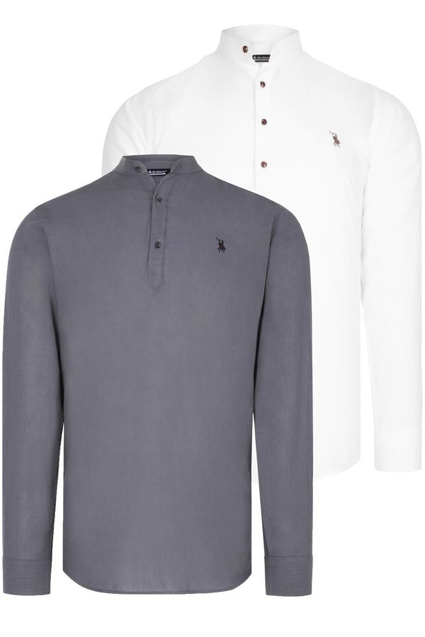 dewberry DOUBLE SET G783 DEWBERRY JUDGE COLLAR SHIRT-WHITE-ANTHRACITE