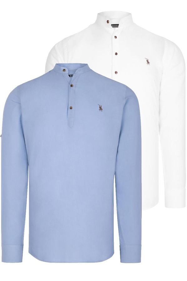 dewberry DOUBLE SET G783 DEWBERRY JUDGE COLLAR SHIRT-WHITE-BLUE