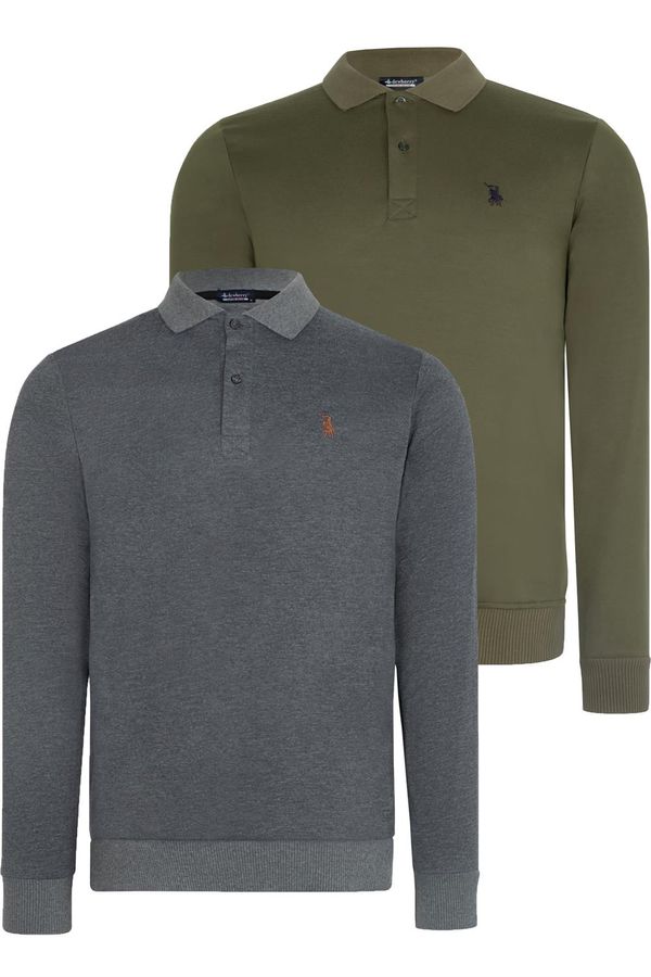 dewberry DOUBLE SET V4007 DEWBERRY MEN'S SWEATSHIRT-ANTHRACITE-KHAKI