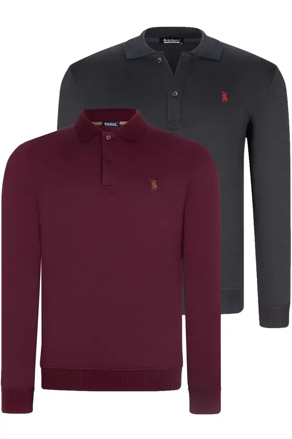 dewberry DOUBLE SET V4007 DEWBERRY MEN'S SWEATSHIRT-PURPLE-NAVY BLUE