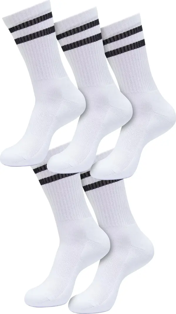 Urban Classics Double Stripe Socks 5-Pack white/black