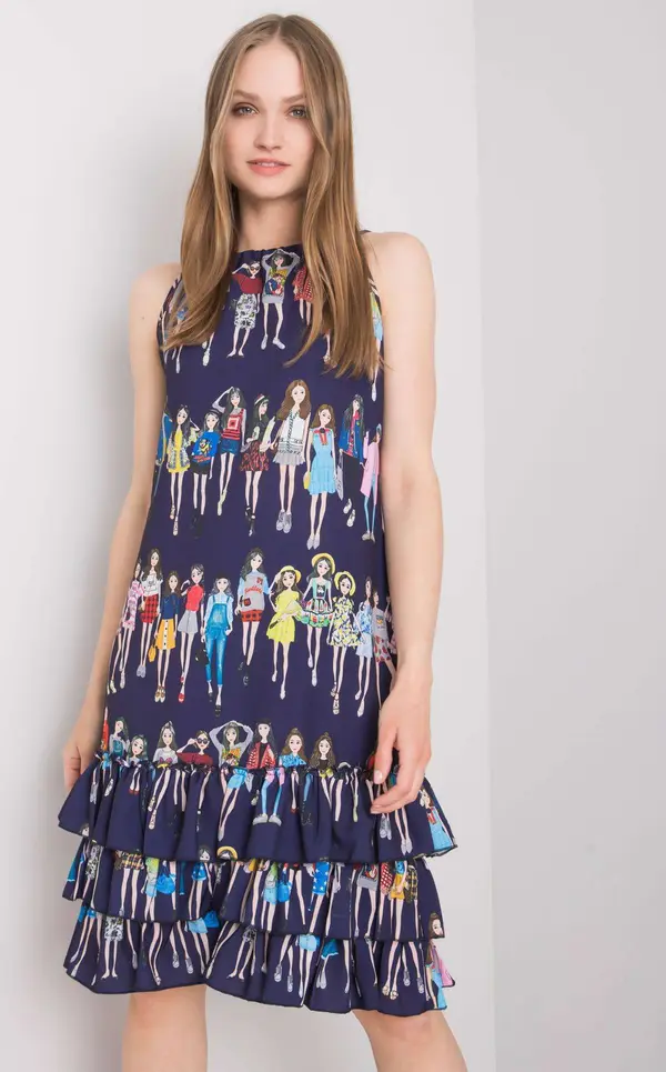 RUE PARIS Dress-CHA-SK-0834.90P-navy blue