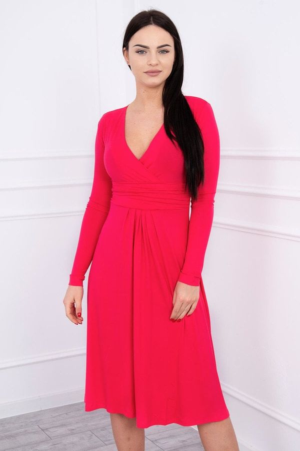 marka niezdefiniowana Dress cut below the bust, long sleeve fuchsia