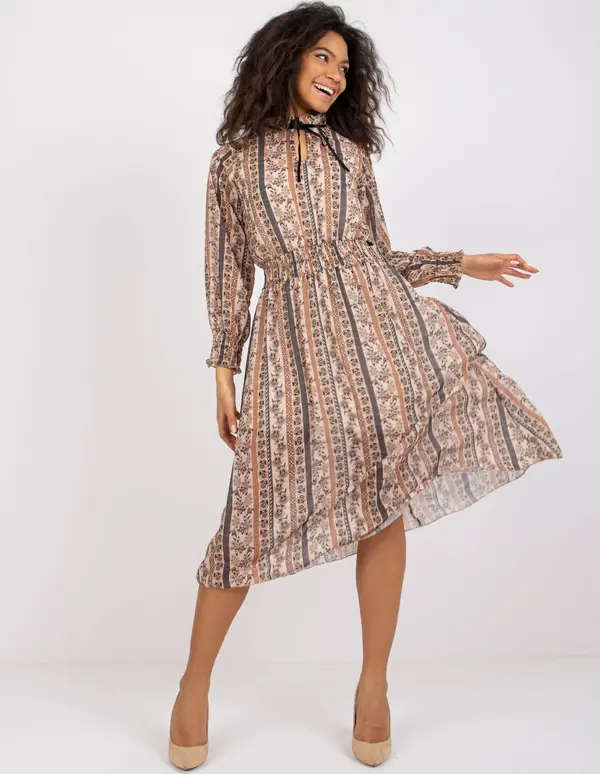 Italy Moda Dress-DHJ-SK-15177-1.04P-dark beige