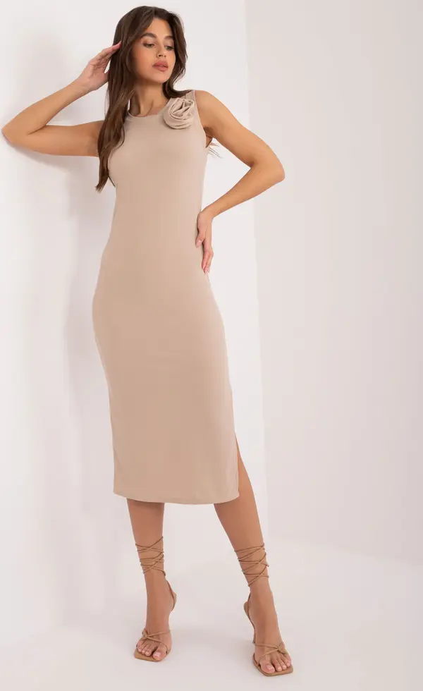 Italy Moda Dress-DHJ-SK-17732.22-dark beige