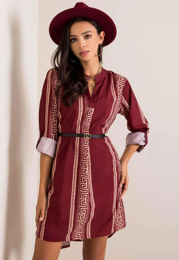 Italy Moda Dress-DHJ-SK-5766D.13-burgundy