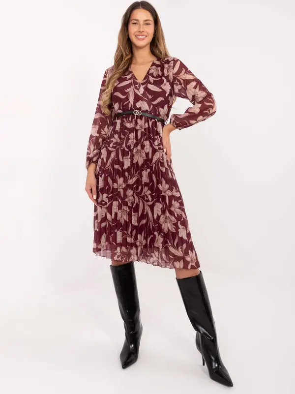 Italy Moda Dress-IT-SK-10536-1.16P-burgundy