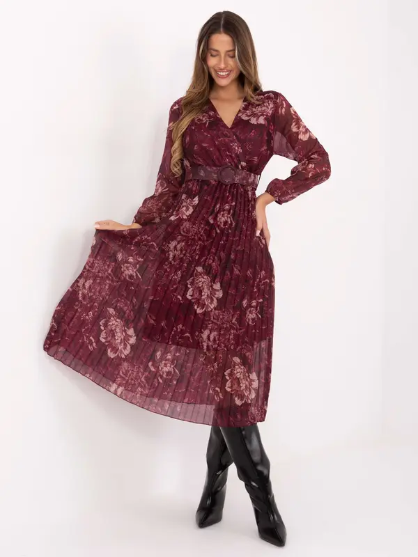 Italy Moda Dress-IT-SK-11389-2.12P-burgundy