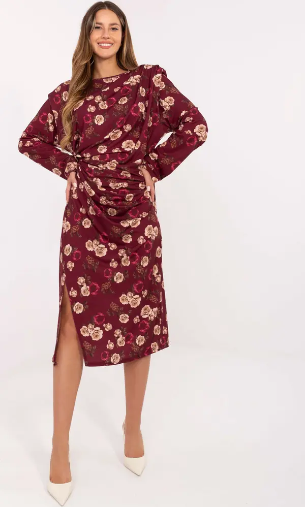 RUE PARIS Dress-IT-SK-20057-1.02-burgundy