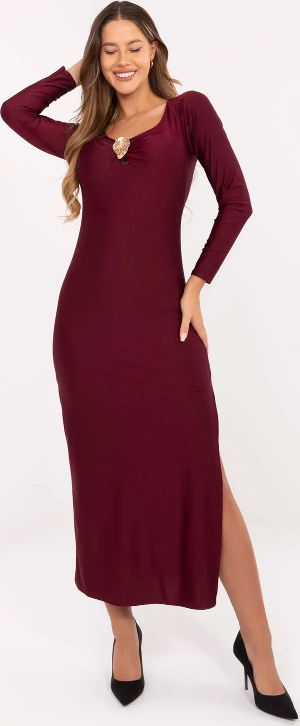 Italy Moda Dress-IT-SK-21619.97-burgundy