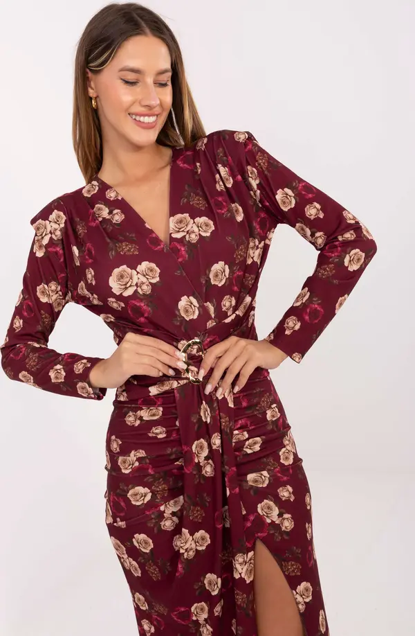 Italy Moda Dress-IT-SK-21625-2.28-burgundy