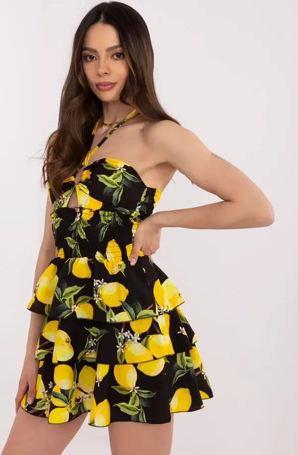 Italy Moda Dress-MI-SK-23708.60-black-yellow