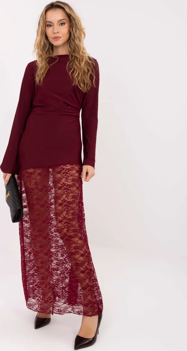 Italy Moda Dress-MI-SK-3310.63-burgundy