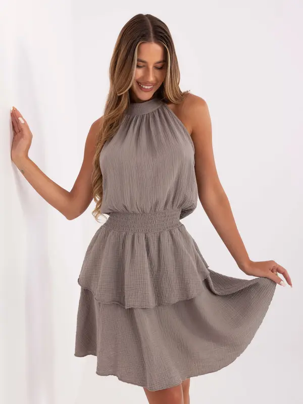 Italy Moda Dress-MI-SK-92166.71P-dark beige