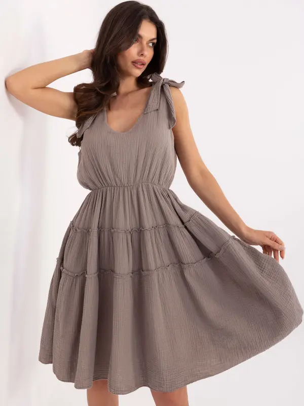Italy Moda Dress-MI-SK-92179.14-dark beige