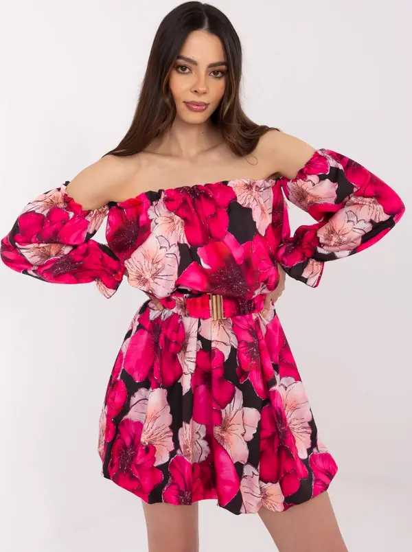 Italy Moda Dress-MI-SK-A1447.84-black-pink