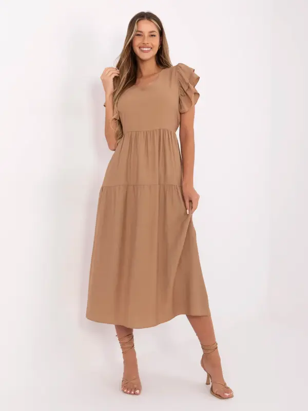 Italy Moda Dress-MI-SK-A2489.21-camel