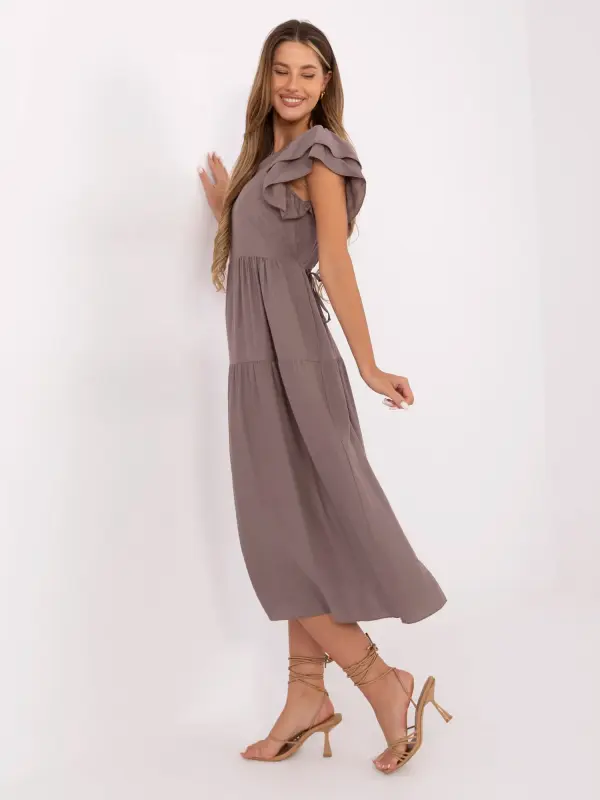 Italy Moda Dress-MI-SK-A2489.21-dark beige