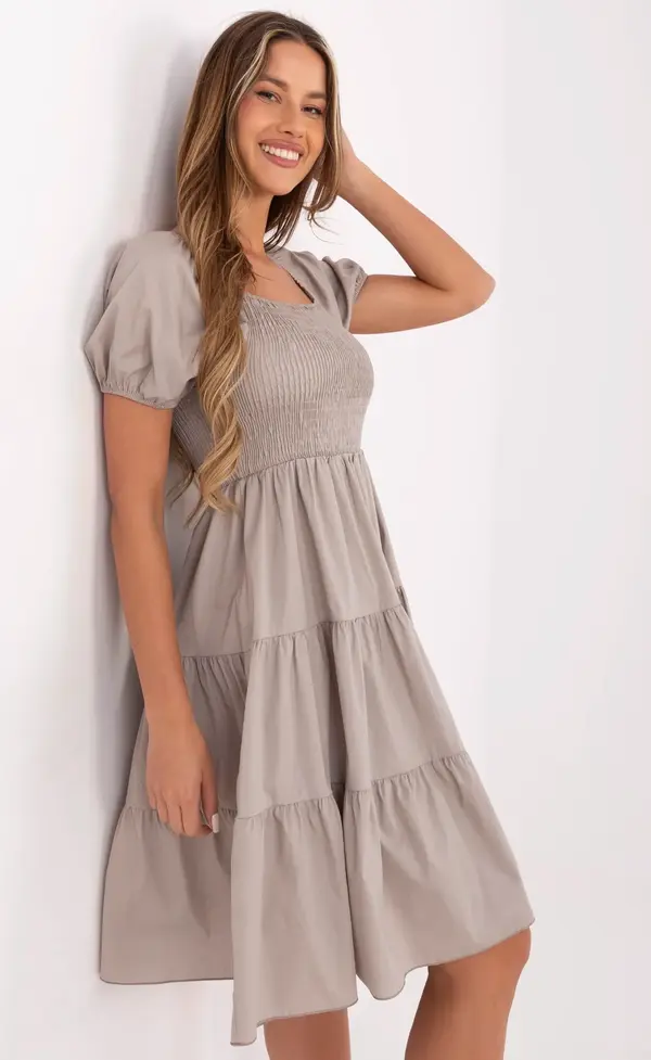 Italy Moda Dress-MI-SK-A2561.89-dark beige