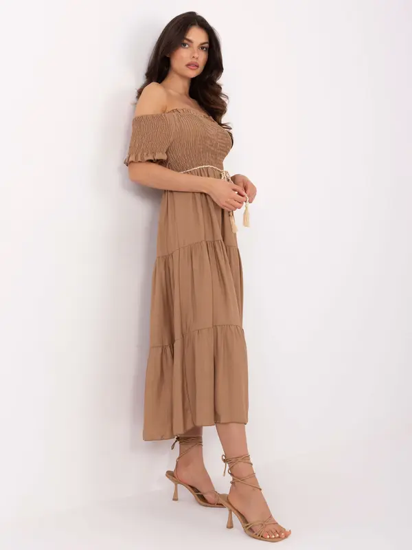 Italy Moda Dress-MI-SK-A2609.96-camel