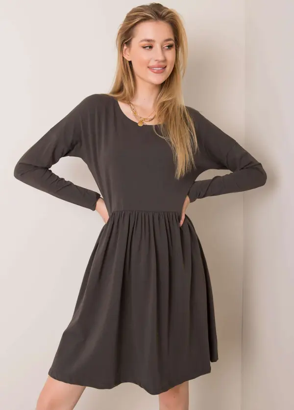 RUE PARIS Dress-RV-SK-5889.41P-dark khaki