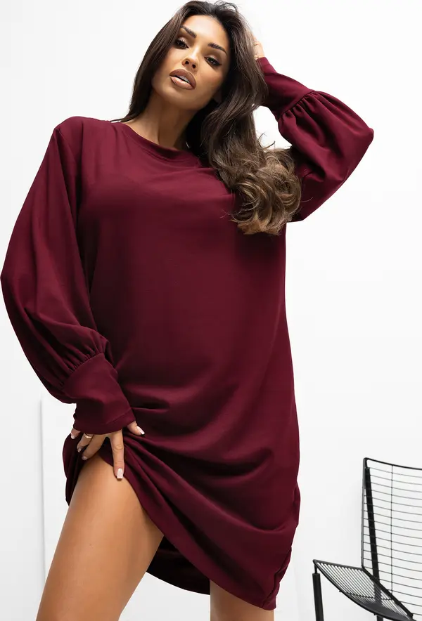 RUE PARIS Dress-RV-SK-A1059.17-burgundy