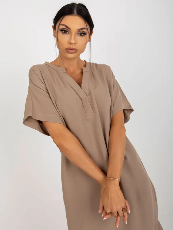 Och Bella Dress-TW-SK-BE-AZ101.40P-dark beige