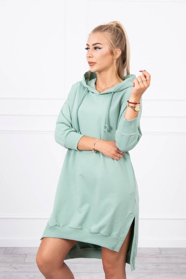 marka niezdefiniowana Dress with a hood and a long back in dark mint