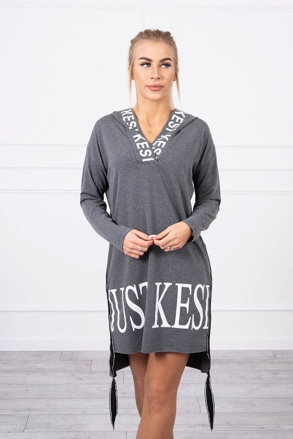 marka niezdefiniowana Dress with a hood and graphite print