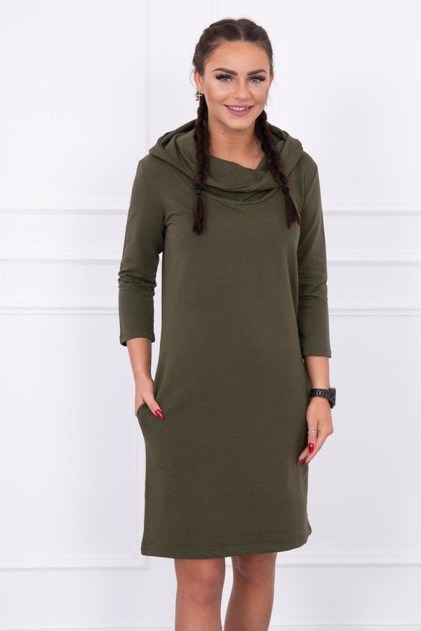 marka niezdefiniowana Dress with hood and khaki pockets