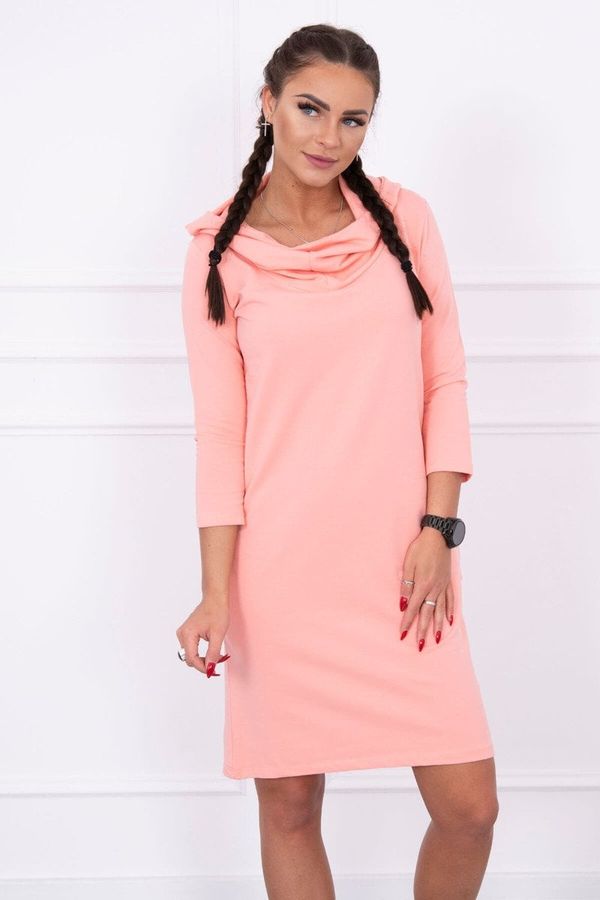 marka niezdefiniowana Dress with hood and pockets apricot