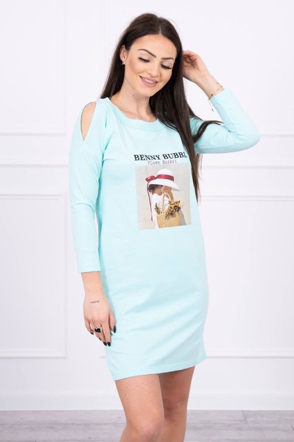 marka niezdefiniowana Dress with mint print Basket