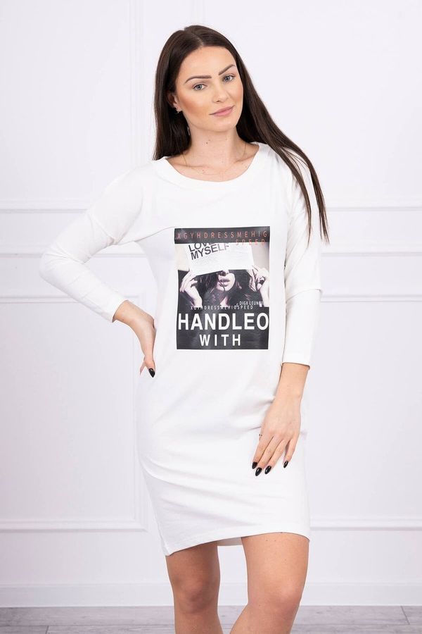 marka niezdefiniowana Dress with print Handle with ecru