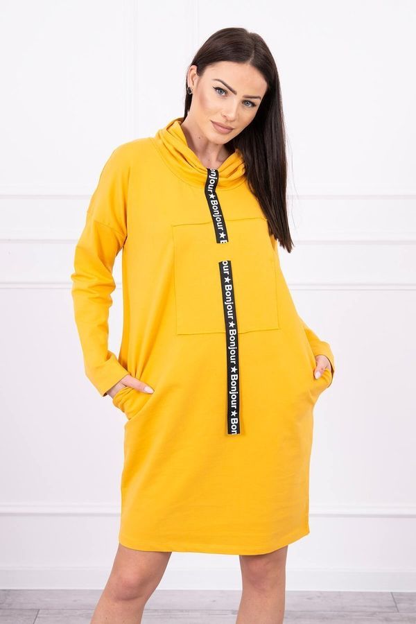 Kesi Dress with tie mustard