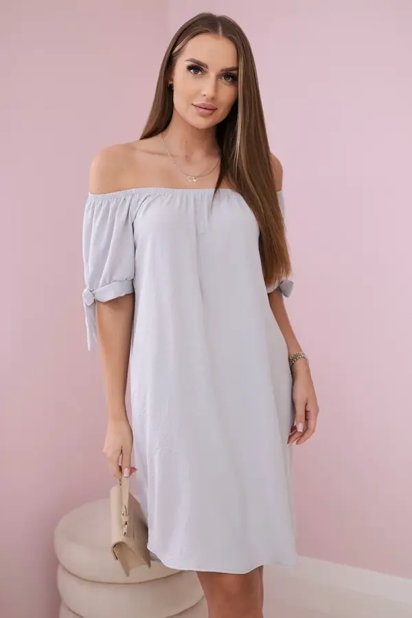 Kesi Włoski Dress with ties on the sleeves - grey