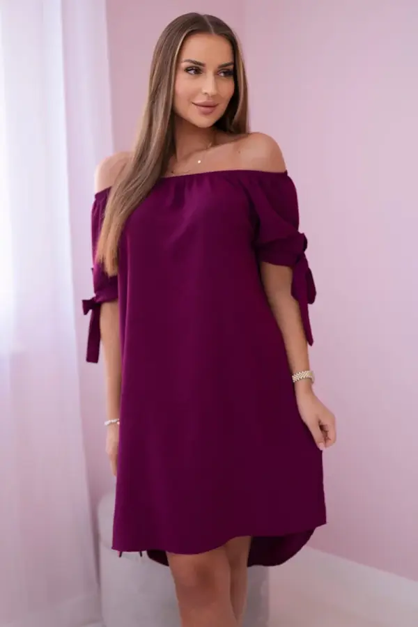 Kesi Włoski Dress with ties on the sleeves plum