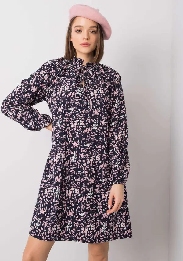 RUE PARIS Dress-WN-SK-R819-1.17-navy blue