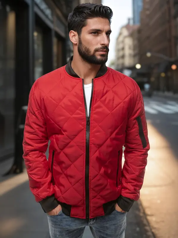 DStreet DStreet Kurtka męska pikowana bomber jacket czerwona