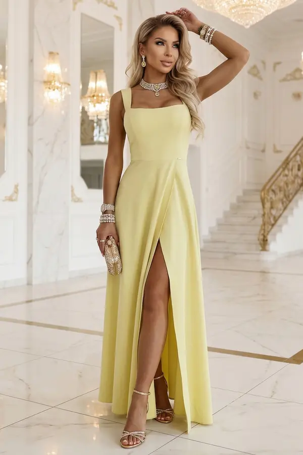 NUMOCO Дълга сватбена рокля с кройка Аурелия