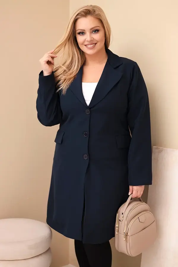 Kesi Włoski Дълго палто Kesi Włoski Plus Size, тъмносиньо