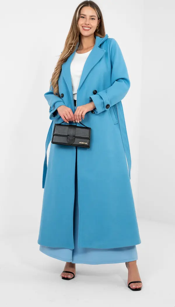 Factory Price Дълго синьо палто с връзки